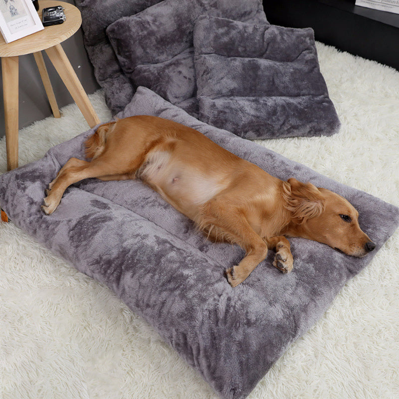 Long Quilted Plush Dog Bed