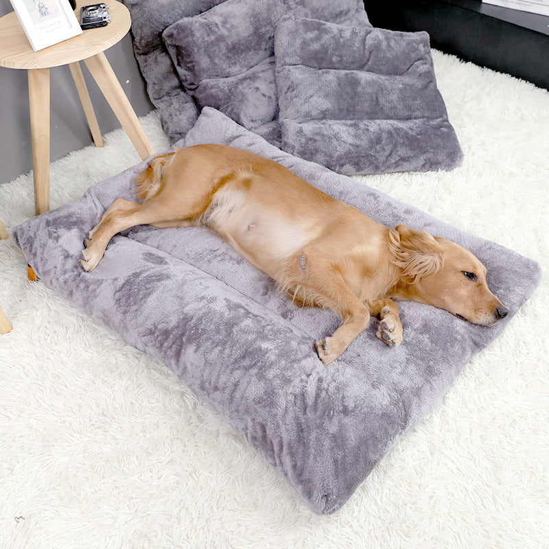 Long Quilted Plush Dog Bed