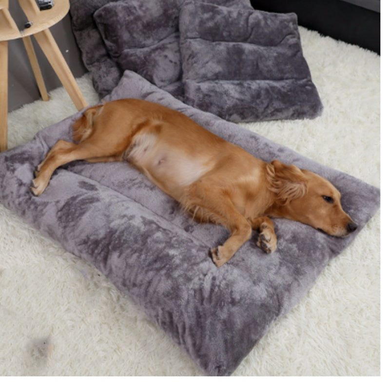 Long Quilted Plush Dog Bed